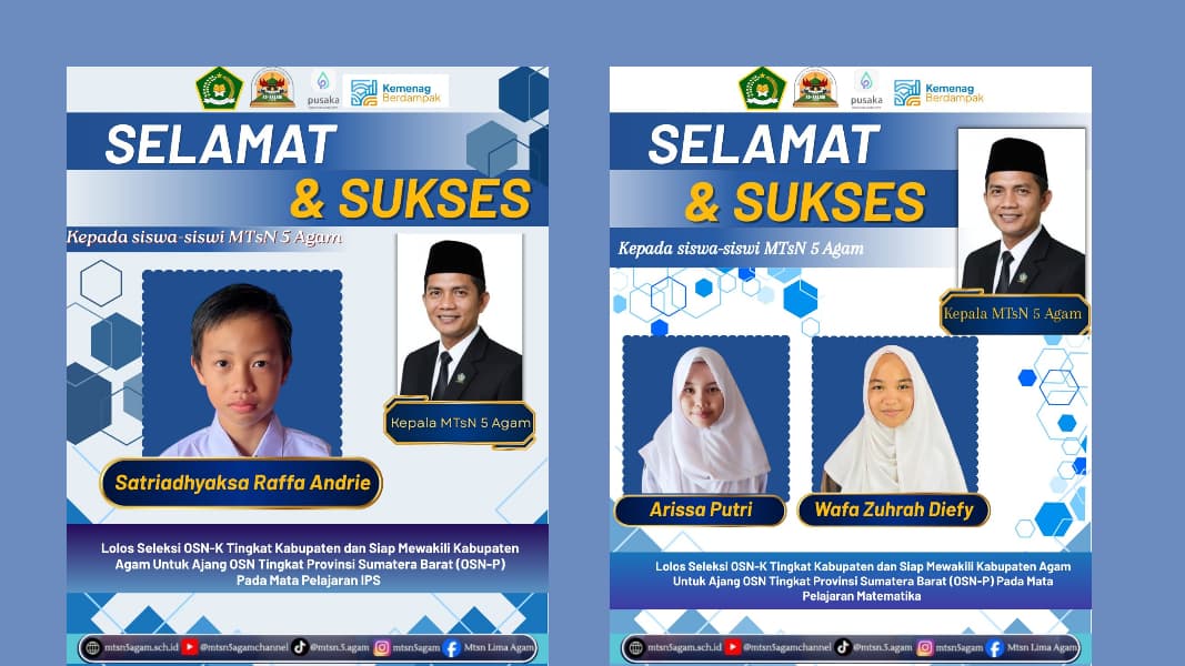 Tiga Siswa MTsN 5 Agam Berjaya di OSN-K, Siap Melaju ke Tingkat Provinsi Sumatera Barat